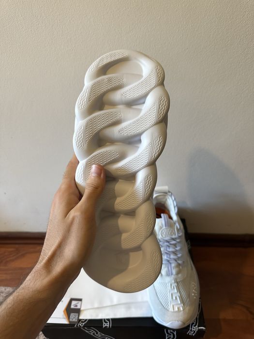 Versace Chain Reaction White Mesh Rubber Suede