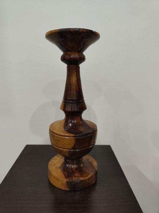 Винтидж дървен свещник – ръчна изработка, масив