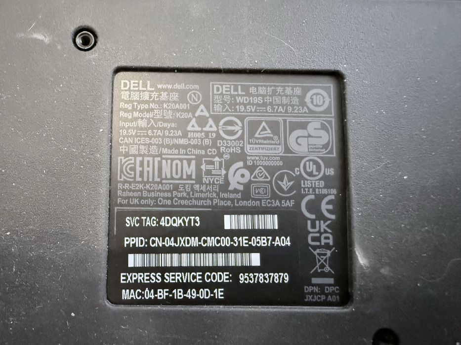 Dell Dock K20A 180W