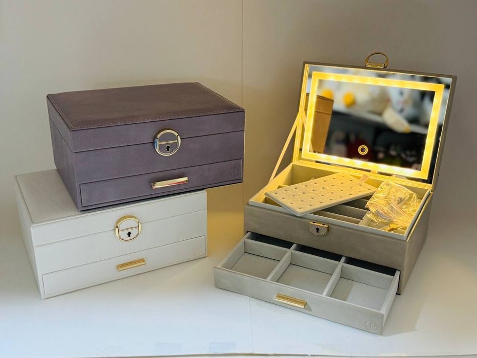 Шкатулка органайзер с Led подсветкой зеркалом