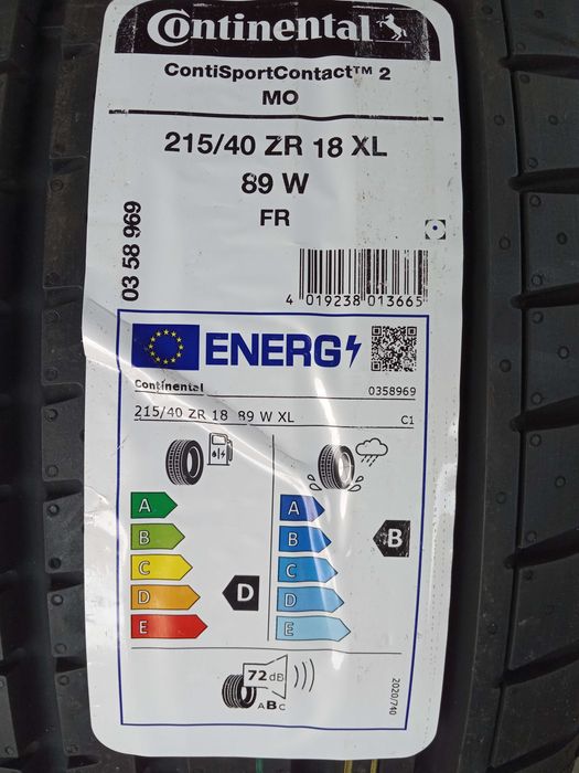2 Нови летни гуми 215/40ZR18 Continental ContiSportContact 2 MO XL 89W