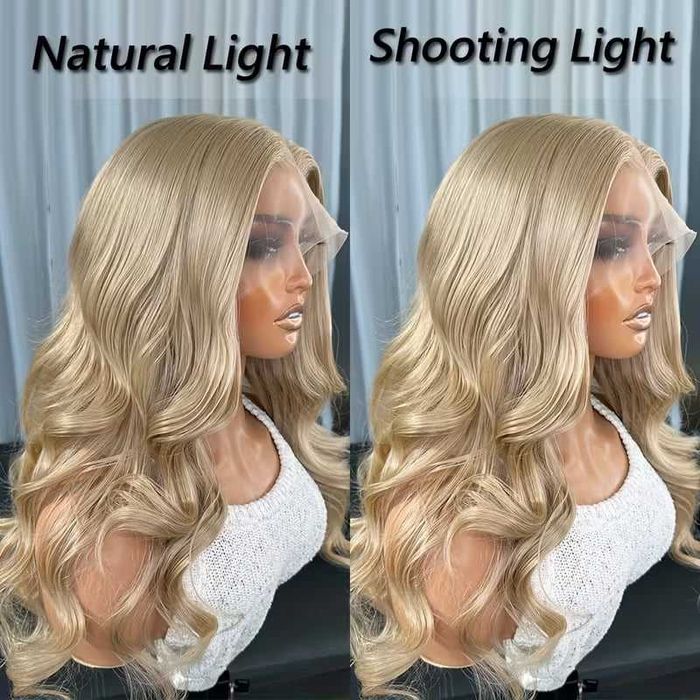 Пепеляво руса Ash Blonde перука с лейс фронт 13×4 - меки вълни