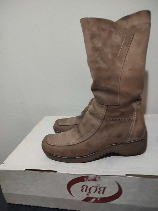 Cizme BOB piele intoarsa crem