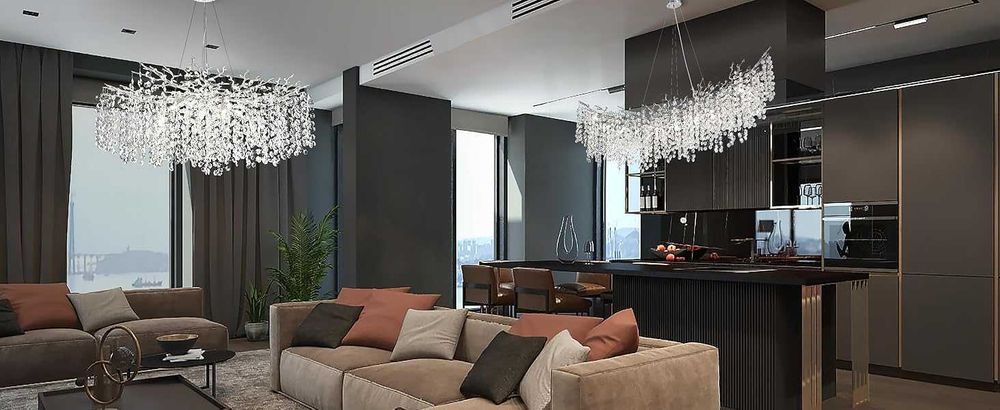 Кристални полилеи с клонки, никелирани 80см модерен сребърен ЛЕД LED