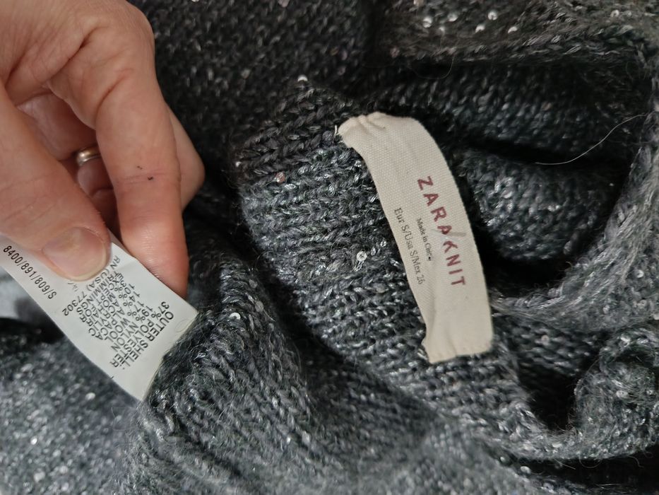 Pulover Zara superb gri elegant cu paiete mohair lana Alpaca mărimea S