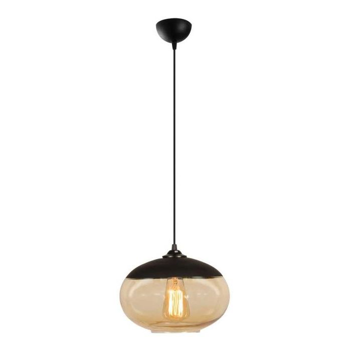Lustră Opviq CAMINI 1xE27/40W/230V, metal, sticlă, negru, transparent, 1 bec