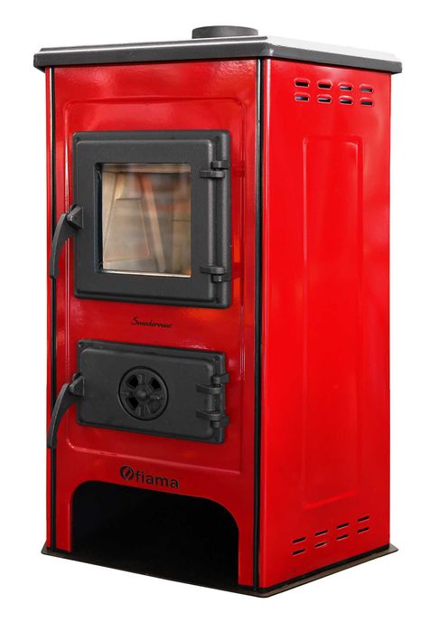 Semineu cu plita din fonta Fiama SD CORNER, pe lemne, putere 6 kW