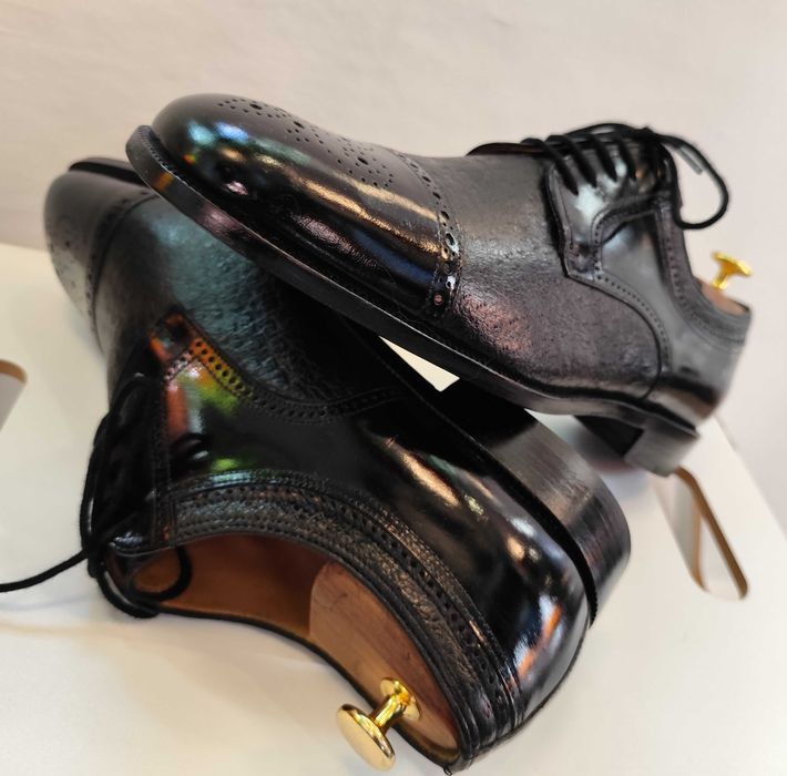 Pantofi de lux 44 44.5 lucrati manual MORESCHI NOI piele naturala moal