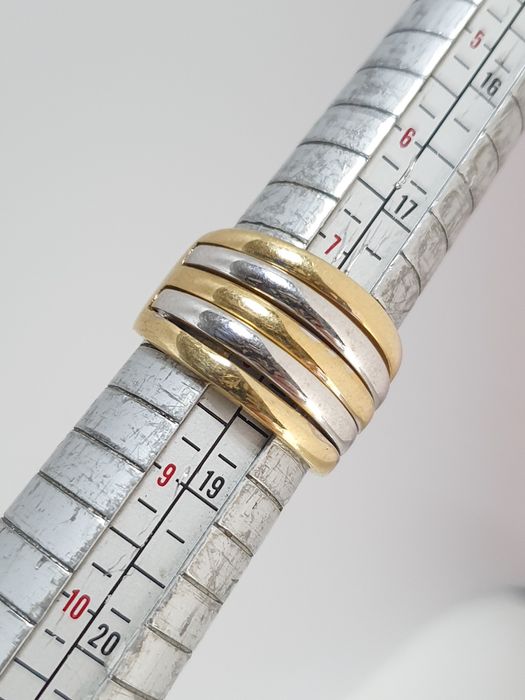 Inel din aur de 14K cu aur galben și aur alb – mărime 57, gramaj 7,23