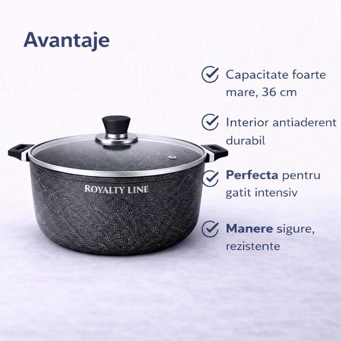 Oala din aluminiu turnat cu capac 36 cm Royalty Line