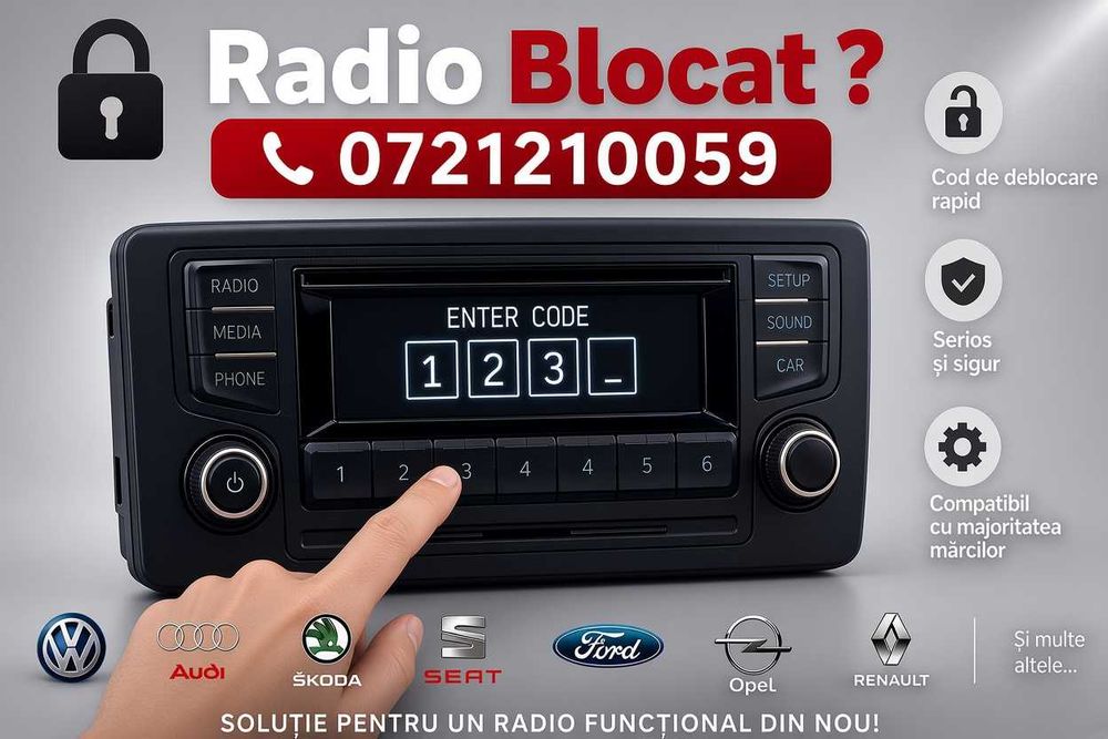 Cod Siguranta Radio VW Sagitar Gran Lavida Caddy Polo Skoda Octavia SVW Seat Arona Ibiza V Audi Q2 A1 RCN Desay Pin Casetofon Auto