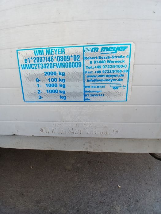 Remorca MEYER/2000kg