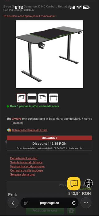 Birou Reglabil electric si scaun Aquiris