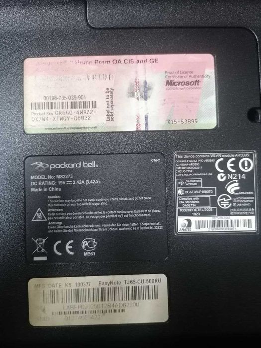 Ноутбук Packard Bell MS2273 БУ