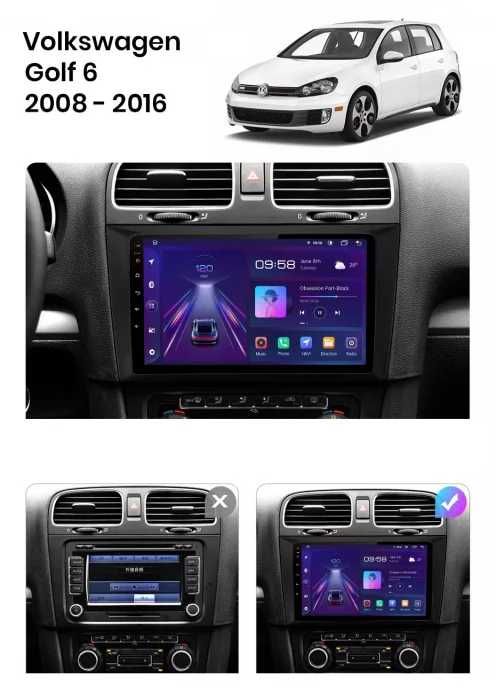 Navigatie Android VW GOLF 6 Waze Youtube Carplay + Camera