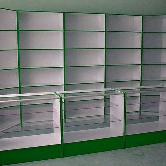 Apteka va magazinlar uchun mebel pirlafka polka vitrina shkaf yasaymiz