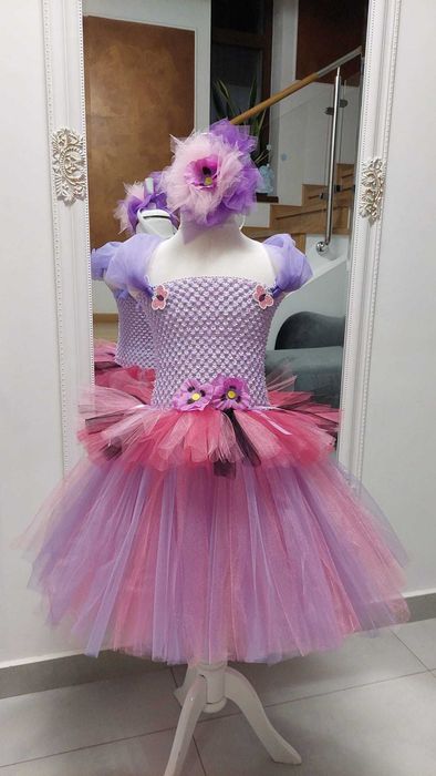 Rochita TUTU floare garoafa  panseluta bujor dalie serbare