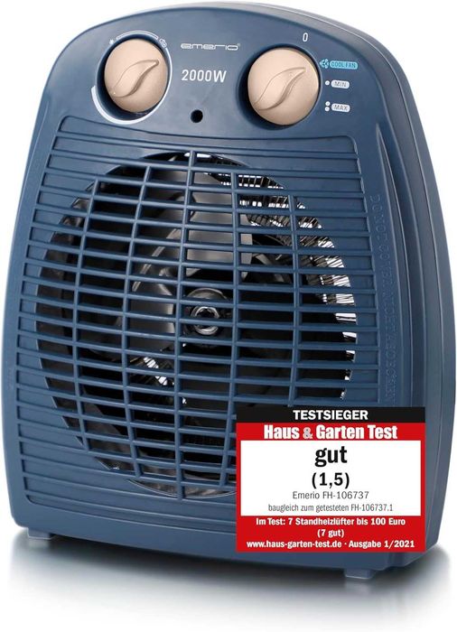 EMERIO FH Вентилаторна печка 2000W Малка, лека, компактна, преносима,