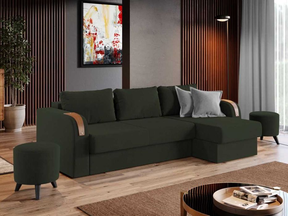 Coltar Morelia Verde + Masa Grand Stejar Auriu + 4 Scaune Grand Maro