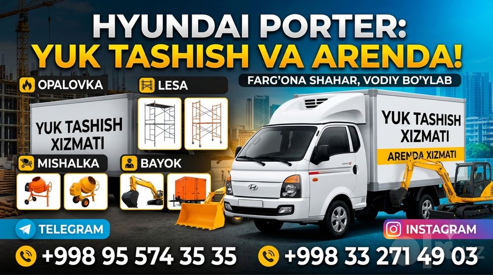 Yuk tashish xizmati hunday porter fargona shaxar