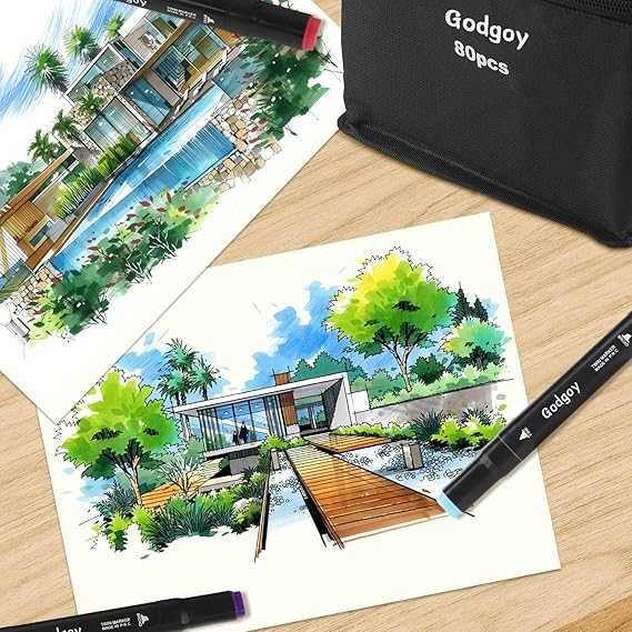 Алкохолни маркери, 80 цвята, перманентни арт маркери с двоен връх