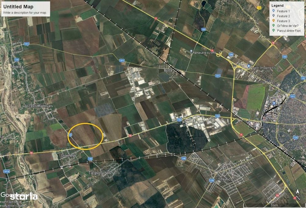 Teren 37 ha de vanzare cu PUZ aprobat - Stoenești, lângă Ploiești, acc