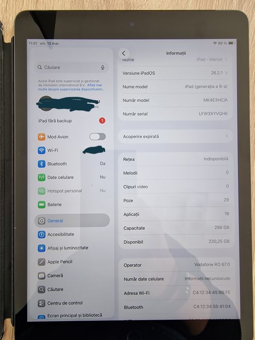 Vând iPad gen 9 A2604