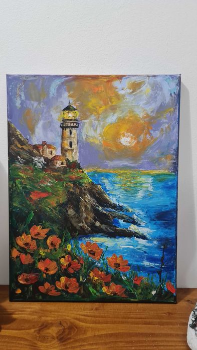 Tablou pictat manual in culori acrilice, 30x40 cm