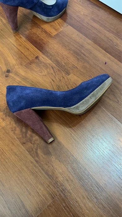 Pantofi cu toc piele intoarsa marime 36