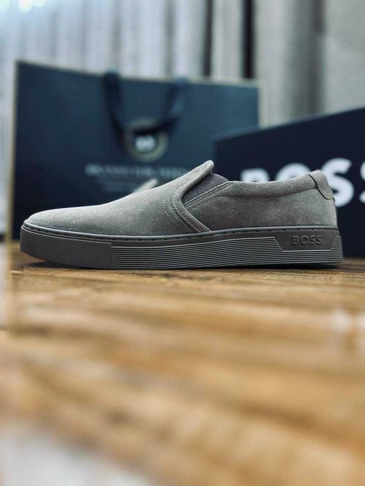 BOSS мужские слипоны из натуральной замши РАЗМЕР 42