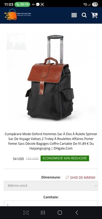 Rucsac  calatorie cu role nou