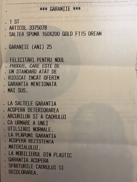 Saltea spuma 160x200 GOLD F115 Sigilita, complet noua