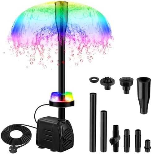 Нова Помпа за аквариум/фонтан 800L/H с LED светлини, 4 накрайника, 3м