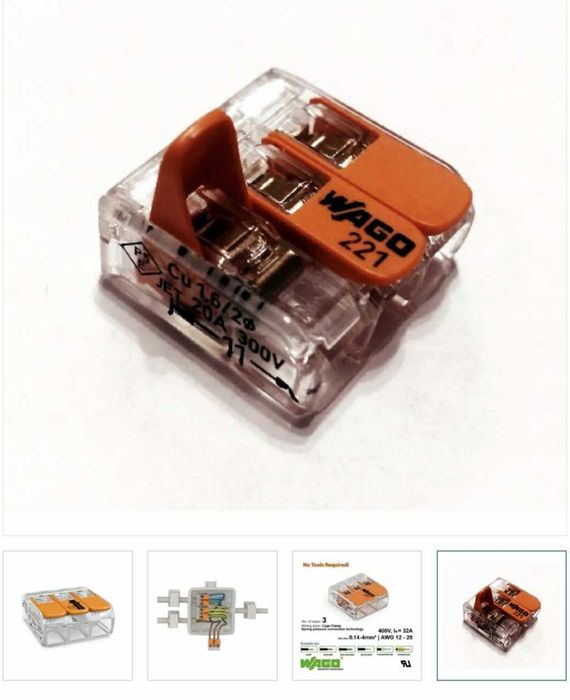 Клеми -Wago: КУТИЯ с 50 бр.3 проводни - 28 лв.