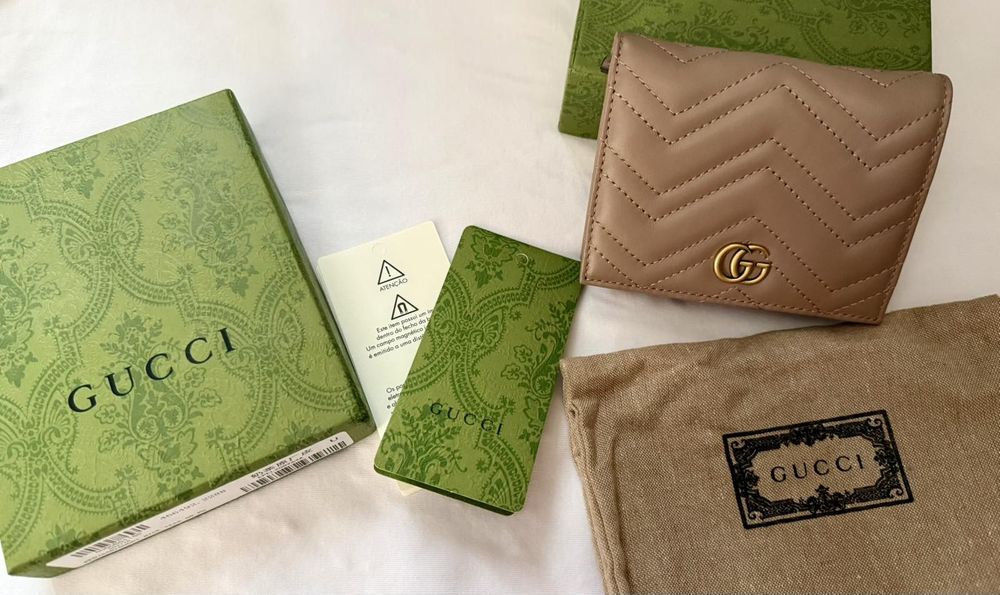 Дамски портфейл Gucci естествена кожа пълен комплект