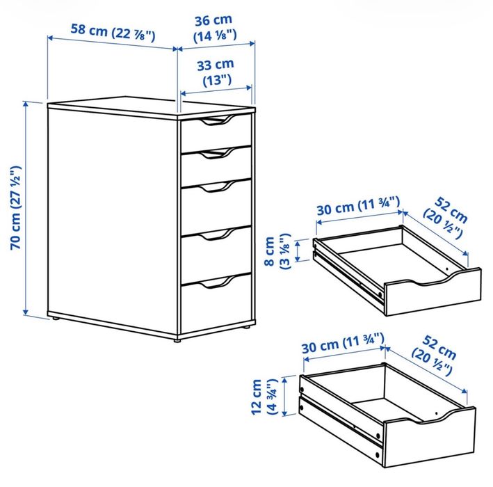 Comodă IKEA ALEX albă, 5 sertare – stare foarte bună
