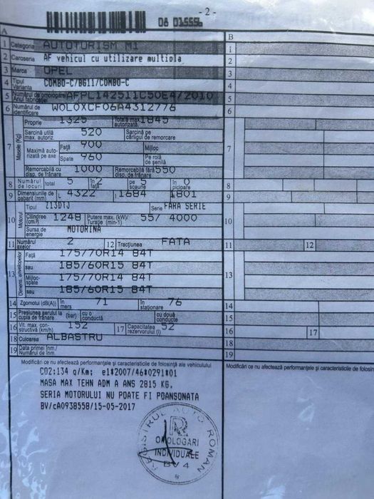 Opel Combo 1.3 CDTI Combi, 5 locuri, factură cu TVA