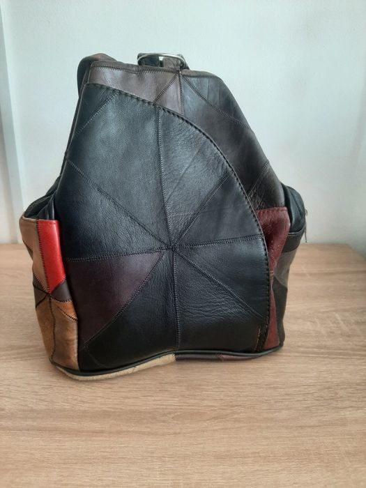 Rucsac / Geantă damă din piele naturală, model patchwork