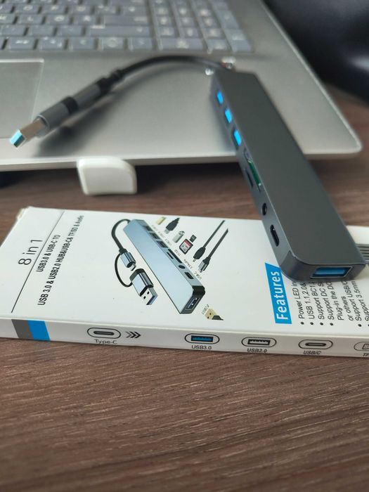 USB 8-in-1 хъб – USB-C/USB-A, 8 порта