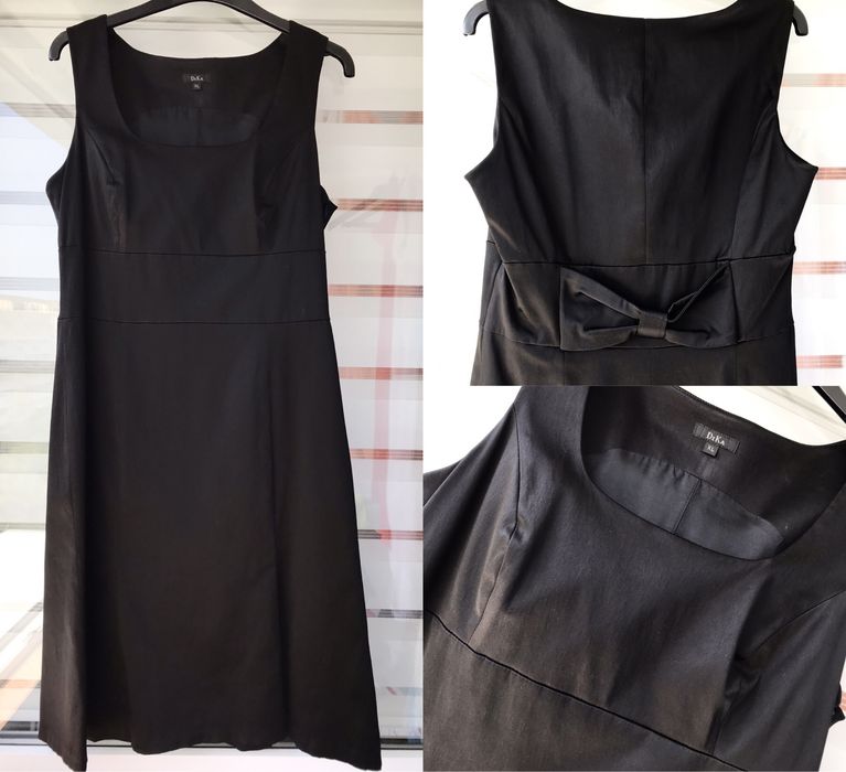 Rochie neagră elegantă cu fundă Dika