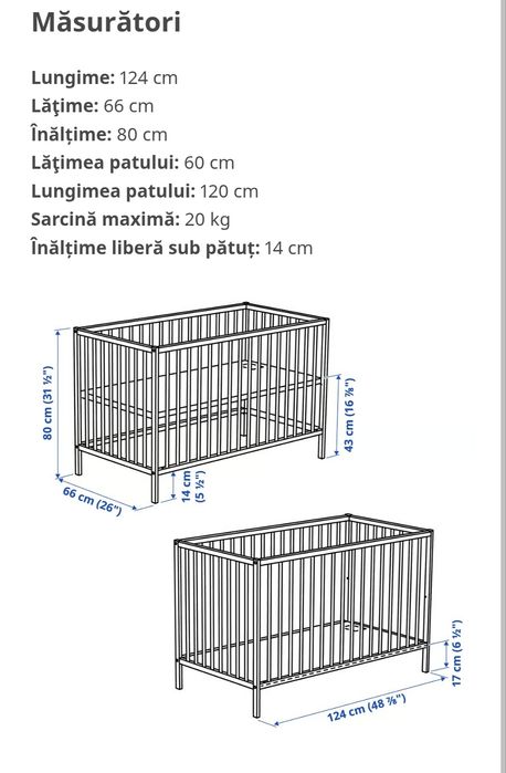Pătuț Sniglar Ikea  + saltea si recipiente