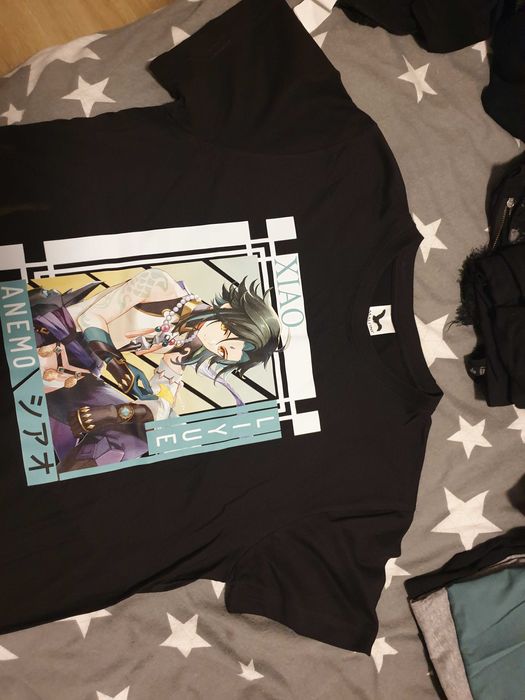 Черна тениска Genshin impact Xiao unisex в anime/manga стил
