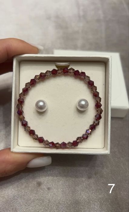 Set brățară perle cu cercei