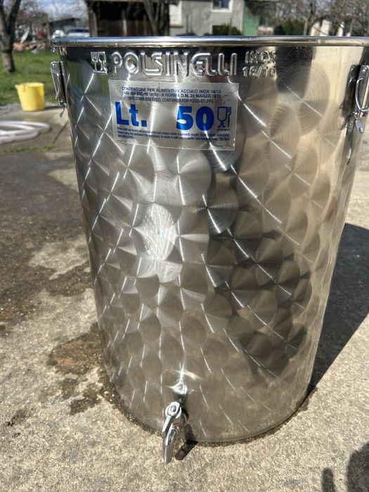 Неръждаем съд 50L Polsinelli INOX 18/10 с кран и капак