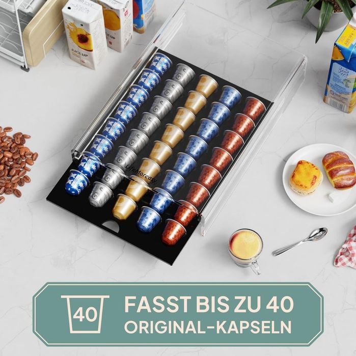 Suport capsule Nespresso sertar transparent 40 capsule
