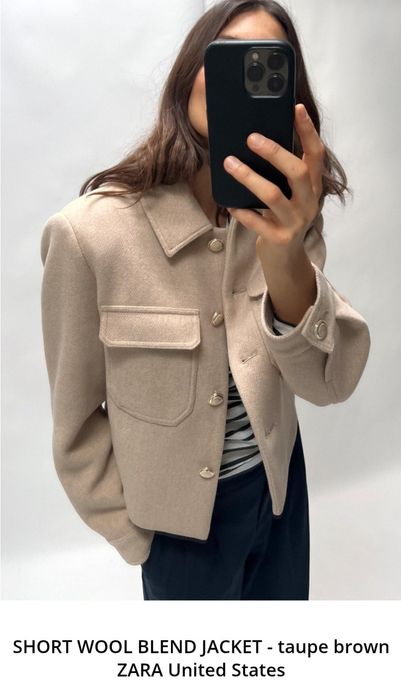 ZARA Wool Blend CROPPED Coat палто S-38