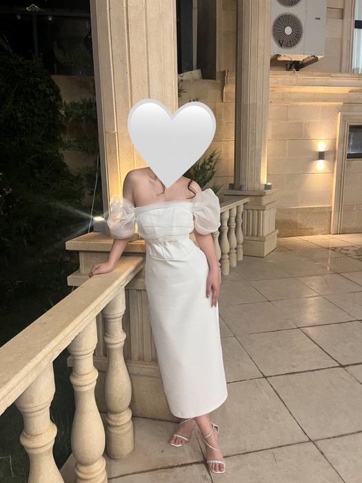 Белое выпускное платье | Французская длина |