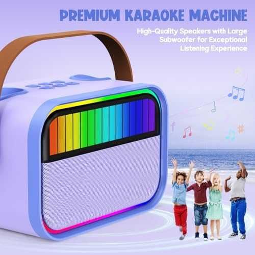 Нова Детска караоке машина Ankuka Bluetooth с 2 микрофона и диско светлини