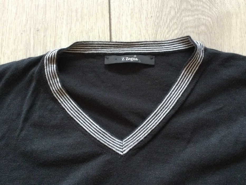 оригинален черен тънък пуловер ERMEGILDO Z ZEGNA размер XXL от Италия