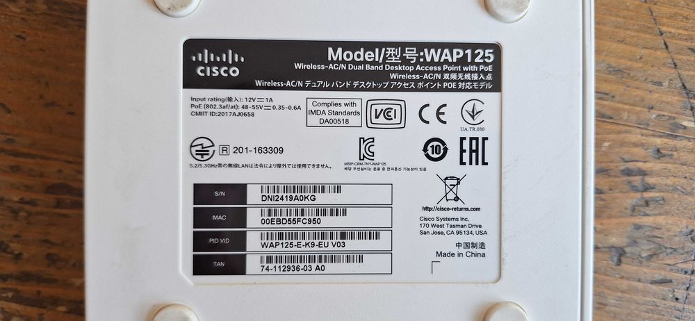 Pachet CISCO AP + Router + Switch : CISCO WAP125 + CISCO RV340 + CISCO SG250-26P